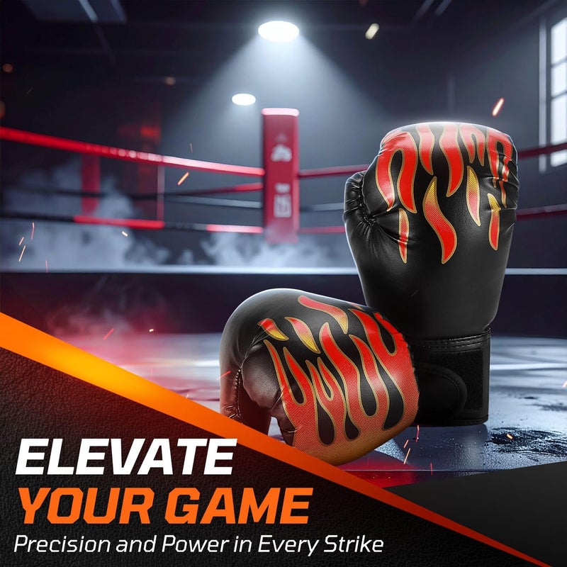 Flexzion Boxing Gloves for Kids 4oz â€“ Black Training Punching Bag Mitts, Kid Boxing Gloves with Faux Leather & Wrap-Around Wrist Protection for Boys & Girls Ages 3-8 Years - Image 2